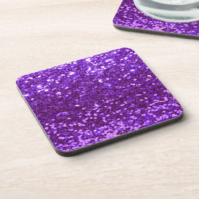 Purple Glitter Bling Sparkle Shiny Girly Chic Coaster (Left Side)