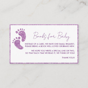 Purple Glitter Books for Baby Baby Shower Enclosure Card