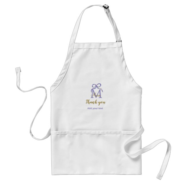 Purple glitter bow add name letter monogram thank  standard apron (Front)