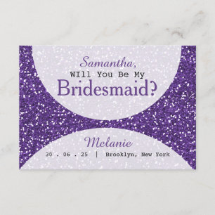Purple Glitter Bridal Party Bridesmaid Invitation