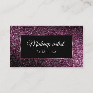 purple glitter business card