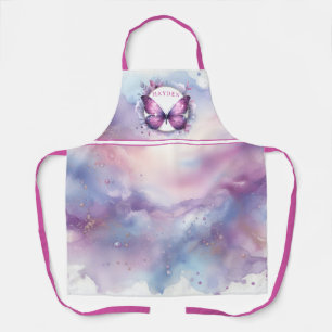 Purple Glitter Butterfly - Customised Initial Apron