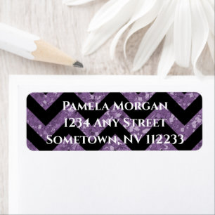 Purple Glitter Chevron Return Address Label