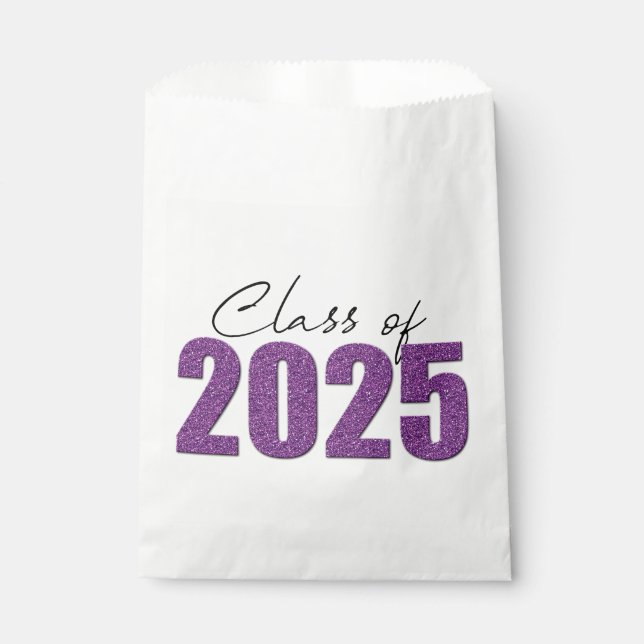 Purple Glitter Class of 2025 Favour Bags (Front)
