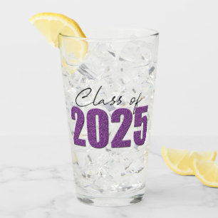 Purple Glitter Class of 2025 Glass