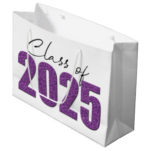 Purple Glitter Class of 2025 Large Gift Bag