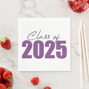 Purple Glitter Class of 2025 Napkin