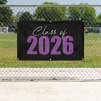 Purple Glitter Class of 2026 Banner