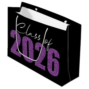 Purple Glitter Class of 2026 Large Gift Bag