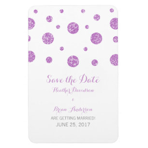 Purple Glitter Confetti Save the Date Magnet
