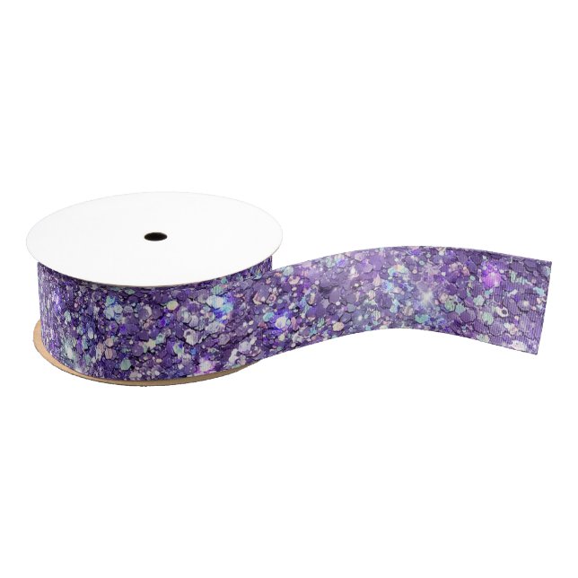 Purple Glitter Confetti Sparkle Grosgrain Ribbon (Spool)