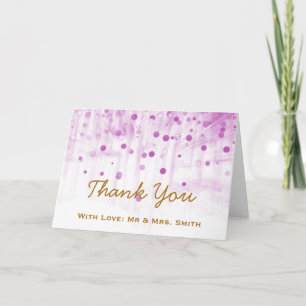 Purple Glitter Confetti Sparkles Dots Thank You Card