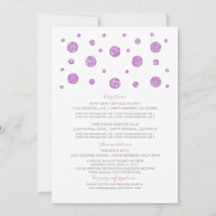 Purple Glitter Confetti Wedding Information Card