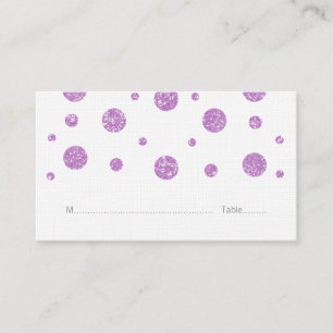 Purple Glitter Confetti Wedding Place Cards