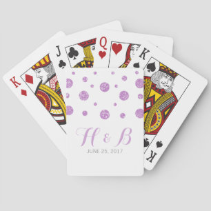 Purple Glitter Confetti Wedding Playing Cards