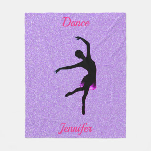 Purple Glitter Dance Personalised Fleece Blanket