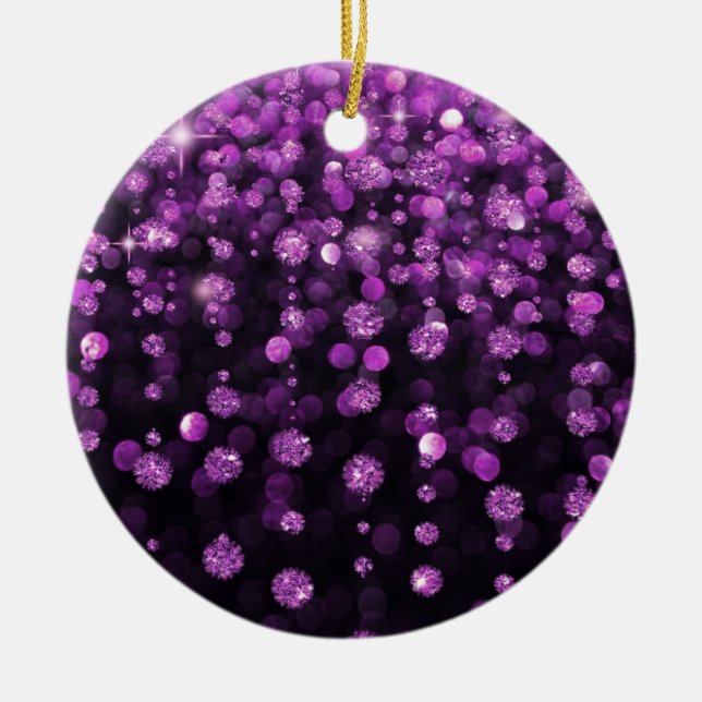 Purple Glitter Diamonds Ceramic Tree Decoration (Front)
