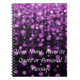Purple Glitter Diamonds Spiral Notebook