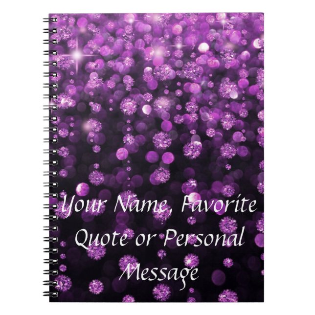 Purple Glitter Diamonds Spiral Notebook (Front)