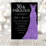 Purple Glitter Dress Black 30th Birthday Party Invitation<br><div class="desc">Purple Glitter Dress Womans 30th Birthday Party Black Invitation

See matching items in Niche and Nest Store</div>