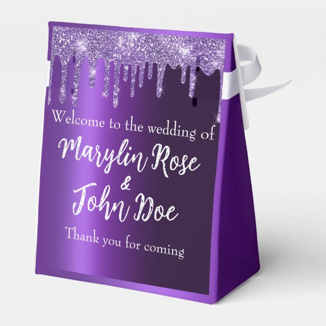 PURPLE GLITTER DRIP ELEGANT  FAVOUR BOX (Back Side)