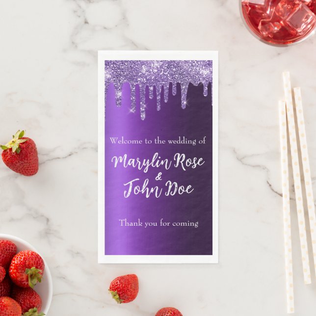 PURPLE GLITTER DRIP ELEGANT  NAPKIN (Insitu)