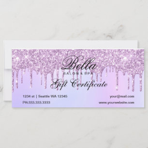 Purple Glitter Drip Salon and Spa Gift Certificate