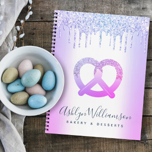 Purple Glitter Drips Bakery Catering Pastry Chef Notebook