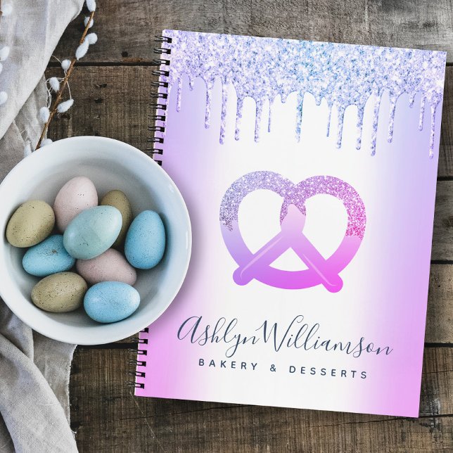 Purple Glitter Drips Bakery Catering Pastry Chef  Notebook (Creator Uploaded)
