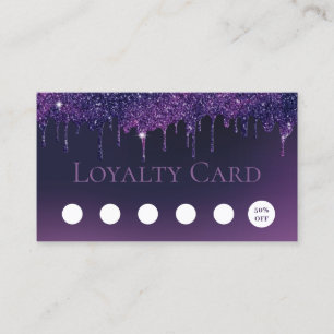 Purple Glitter Drips Beauty Salon & Spa Loyalty Card