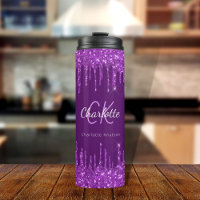 Purple glitter drips custom monogram name 