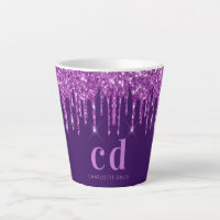 Purple glitter drips monogram initials name