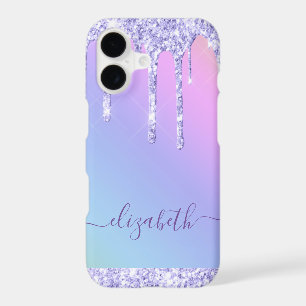 Purple Glitter Drips Personalised Rainbow