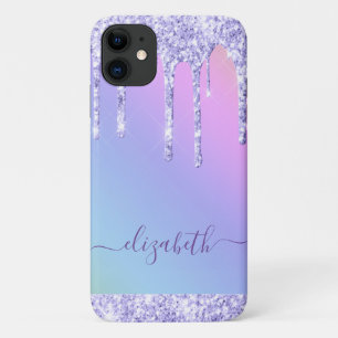 Purple Glitter Drips Personalised Rainbow Case-Mate iPhone Case