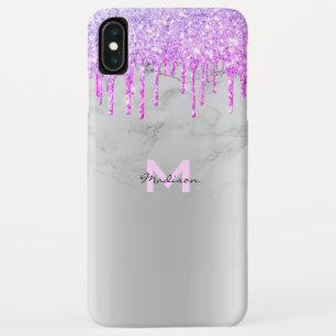 Purple Glitter Drips Sparkles Marble Name Case-Mate iPhone Case