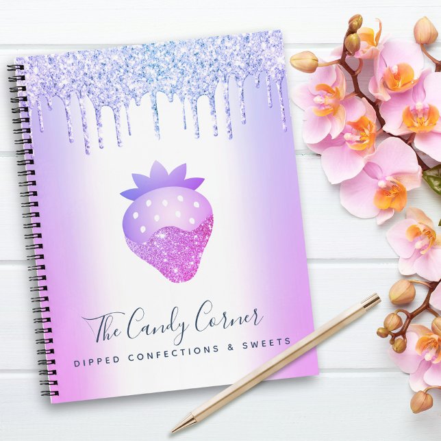 Purple Glitter Drips Strawberry Confection Sweets Notebook (Creator Uploaded)