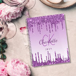 Purple glitter drips violet monogram 2024 planner<br><div class="desc">A purple,  violet gradient background with deep purple glitter drips,  paint dripping look.   Personalise and add a year (any year) a name your monogram initials. The name is written in purple with a modern hand lettered style script. Perfect for business,  school,  diary,  work or organising your personal/family life.</div>