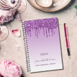 Purple glitter drips violet monogram name 2024 planner<br><div class="desc">A purple,  violet gradient background with deep purple glitter drips,  paint dripping look.   Personalise and add a year  (any year) a name and a title. The name is written in purple with a modern hand lettered style script. Perfect for business,  school,  diary,  work or organising your personal/family life.</div>