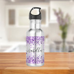 Purple glitter dust name script elegant 532 ml water bottle<br><div class="desc">Decorated withdeep purple faux glitter dust.  Personalise and add your name written with a trendy hand lettered style script with swashes.
To keep the swashes only delete the sample name,  leave the spaces or emoji's in front and after the name.</div>