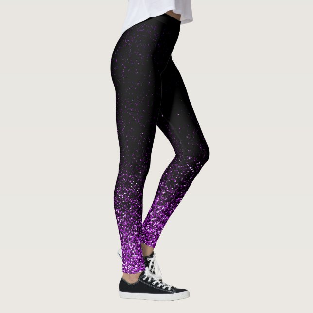 Purple Glitter Fading to Black Leggings (Right)