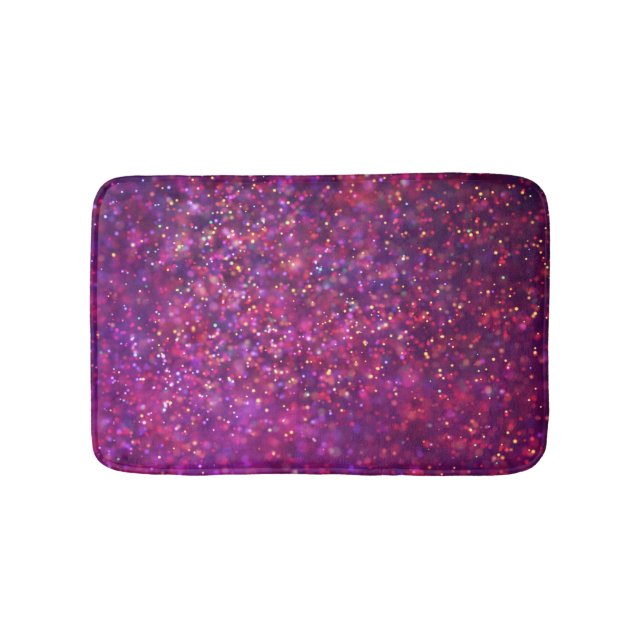 Purple Glitter Floral Personalised Bath Mat (Front)