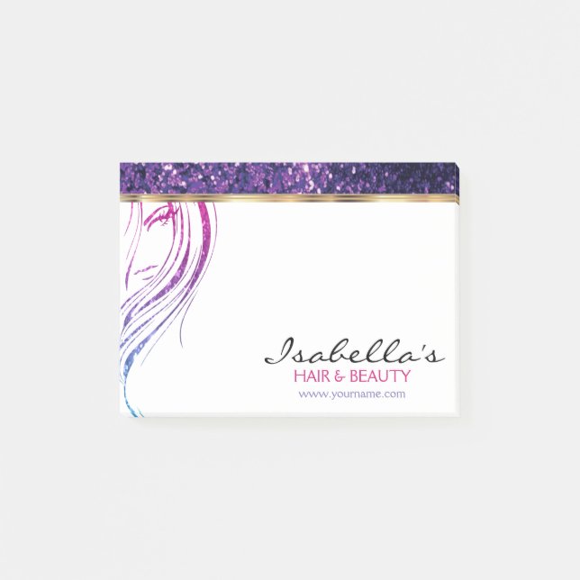 Purple Glitter - Girl Beauty Salon Post-it Notes (Front)