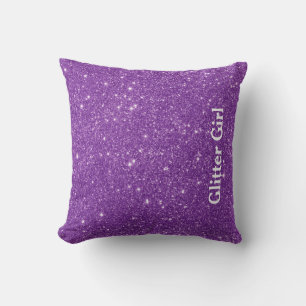 Purple Glitter Girl Show Your Glamours Sparkle Cushion