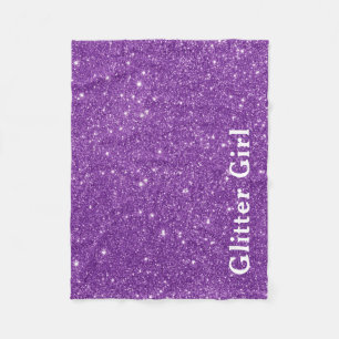 Purple Glitter Girl Show Your Glamours Sparkle Fleece Blanket