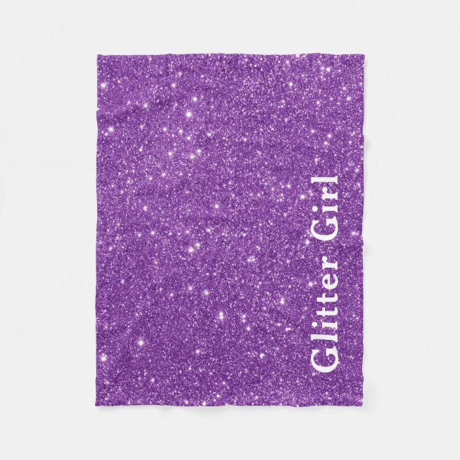 Purple Glitter Girl Show Your Glamours Sparkle Fleece Blanket (Front)