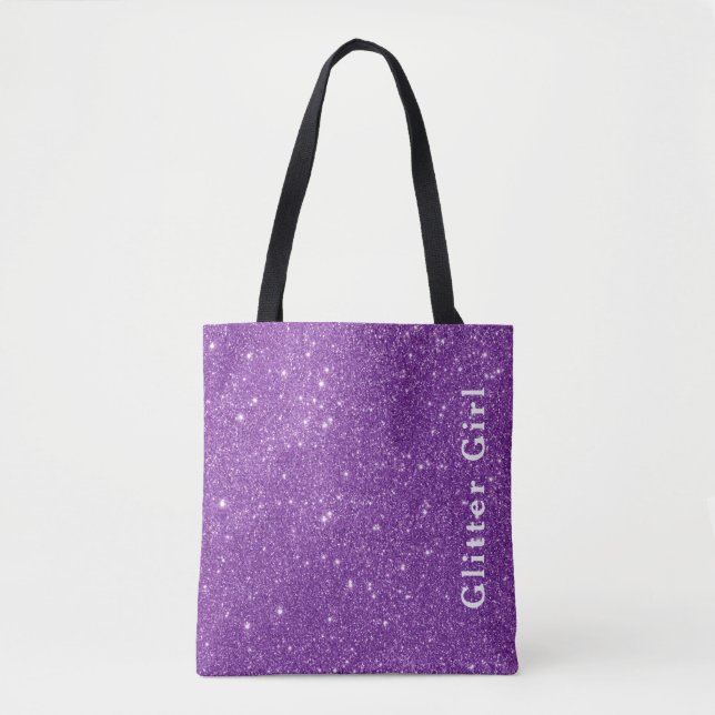 Purple Glitter Girl Show Your Glamours Sparkle Tote Bag (Front)