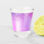 Purple Glitter Girly Metal Monogram Name Shot Glass<br><div class="desc">Purple Faux Foil Metallic Sparkle Glitter Brushed Metal Monogram Name Shot Glass. This makes the perfect graduation,  sweet 16 birthday,  wedding,  bachelorette party,  bridal shower,  anniversary,  baby shower or bachelorette party gift for someone that loves glam luxury and chic styles.</div>