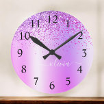 Purple Glitter Glam Metal Monogram Name<br><div class="desc">Purple Faux Foil Metallic Sparkle Glitter Brushed Metal Monogram Name Clock. This makes the perfect sweet 16 birthday,  wedding,  bridal shower,  anniversary,  baby shower or bachelorette party gift for someone that loves glam luxury and chic styles.</div>