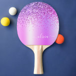 Purple Glitter Glam Metal Monogram Name Ping Pong Paddle<br><div class="desc">Purple Faux Foil Metallic Sparkle Glitter Brushed Metal Monogram Name Ping Pong Paddle. This makes the perfect sweet 16 birthday,  wedding,  bridal shower,  anniversary,  baby shower or bachelorette party gift for someone that loves glam luxury and chic styles.</div>