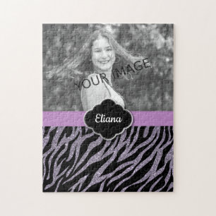 Purple Glitter Glamourous Customised Photography Jigsaw Puzzle